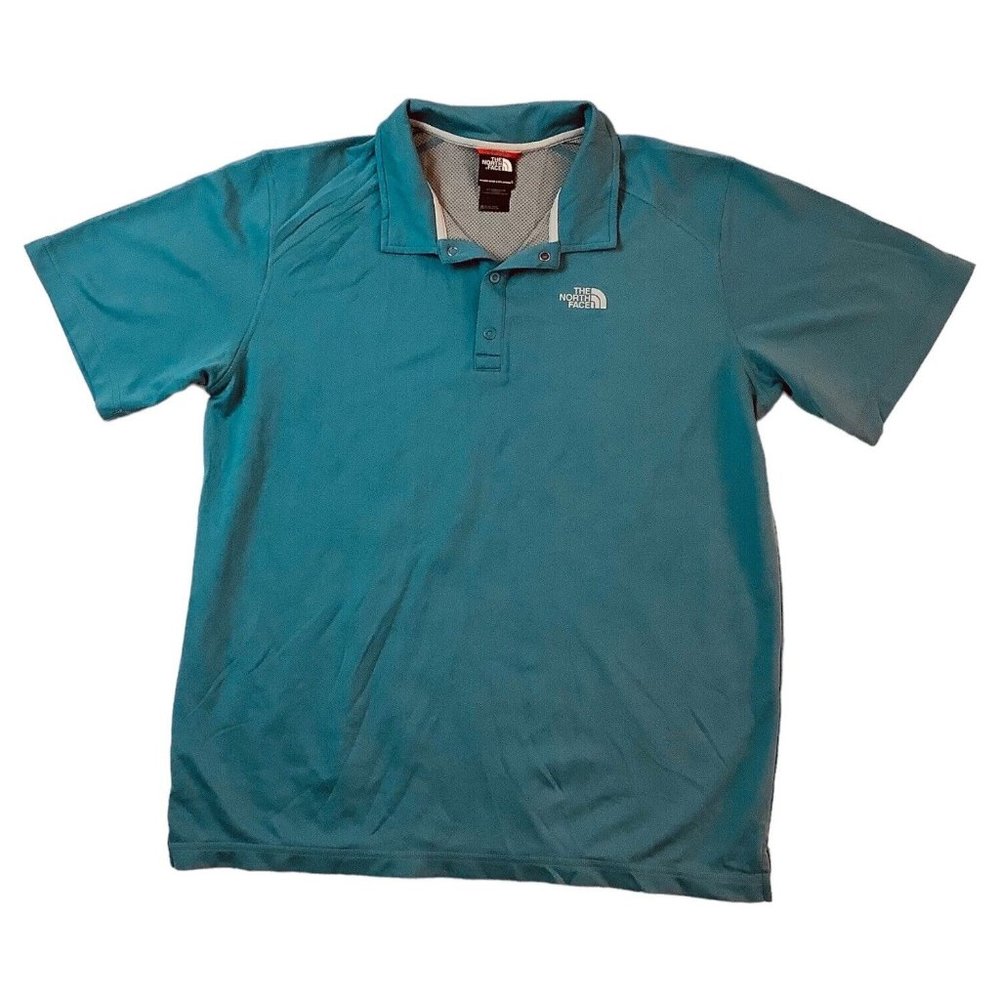 The North Face Blue Polo Golf Rugby Button Shirt Mens Size Large